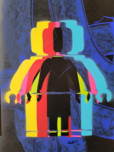 Multi Lego Bleu Noir Texturé di Wawapod, Pittura in vendita su Singulart