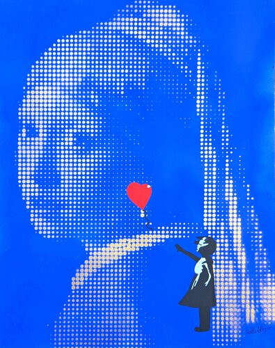 Jeune fille à la perle X Banksy von Wawapod, Malerei kaufen auf Singulart