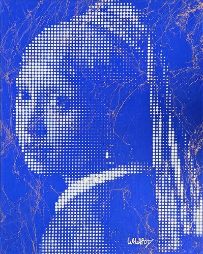 Jeune fille à la perle Bleu et Or de Wawapod, Pintura a la venta en Singulart