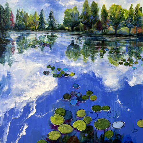 Water Lilies Pond 2 von Sandra Gebhardt-Höpfner, Malerei kaufen auf Singulart