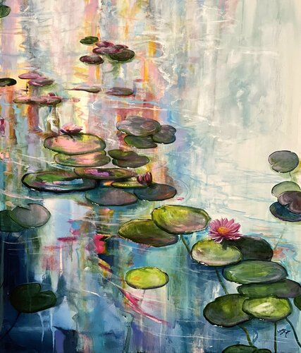 Water Lilies 5 di Sandra Gebhardt-Höpfner, Pittura in vendita su Singulart