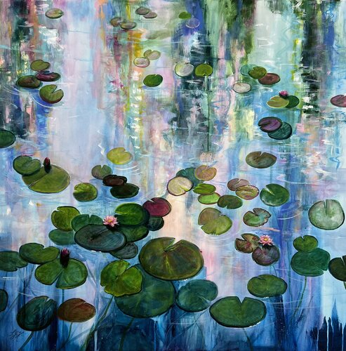 Water Lilies 6 di Sandra Gebhardt-Höpfner, Pittura in vendita su Singulart