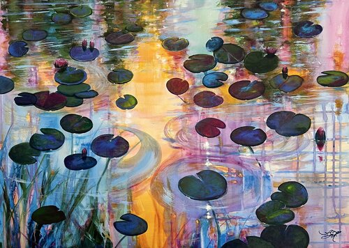 I Love Waterlilies 4 van Sandra Gebhardt-Höpfner, Schilderij te koop op Singulart