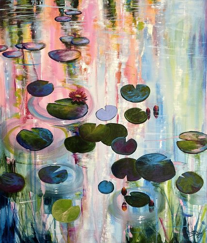 I Love Waterlilies 6 van Sandra Gebhardt-Höpfner, Schilderij te koop op Singulart