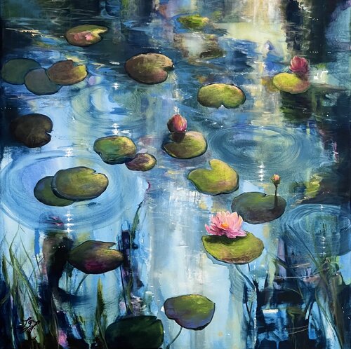 Always Waterlilies 1 di Sandra Gebhardt-Höpfner, Pittura in vendita su Singulart