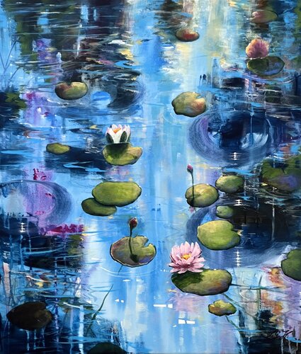 Always Waterlilies 3 von Sandra Gebhardt-Höpfner, Malerei kaufen auf Singulart