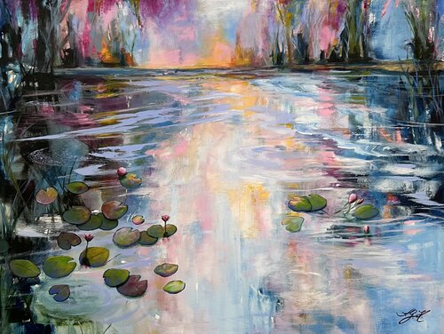 Sunshine On The Pond 7 von Sandra Gebhardt-Höpfner, Malerei kaufen auf Singulart