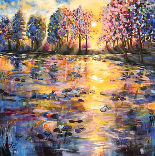 Sunshine On The Pond 10 di Sandra Gebhardt-Höpfner, Pittura in vendita su Singulart