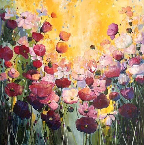 Poppies Land 3 by Sandra Gebhardt-Höpfner, 油畫 for Sale on Singulart