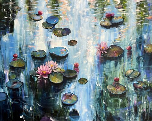 My Love For Water Lilies 1 di Sandra Gebhardt-Höpfner, Pittura in vendita su Singulart