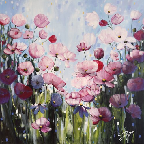 Poppies Land 5 by Sandra Gebhardt-Höpfner, 油畫 for Sale on Singulart