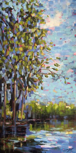 Summer At The Pond 1 van Sandra Gebhardt-Höpfner, Schilderij te koop op Singulart
