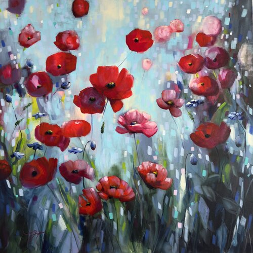 Poppies Land 12 by Sandra Gebhardt-Höpfner, 油畫 for Sale on Singulart