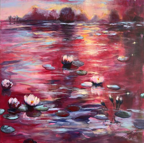 Red Sunset At The Pond Sandra Gebhardt-Höpfner