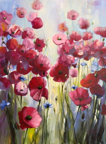 Poppies Land 11 van Sandra Gebhardt-Höpfner, Schilderij te koop op Singulart