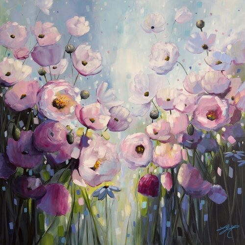 Poppies Land 15 by Sandra Gebhardt-Höpfner, 油畫 for Sale on Singulart