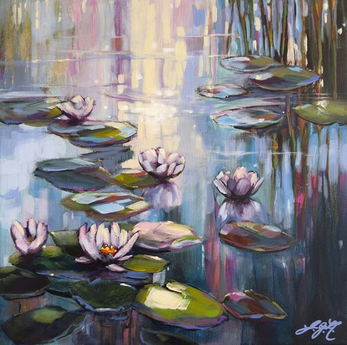 Light & Water Lilies 1 di Sandra Gebhardt-Höpfner, Pittura in vendita su Singulart