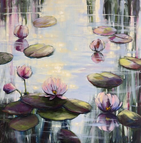 Light & Water Lilies 2 by Sandra Gebhardt-Höpfner, Painting for Sale on Singulart