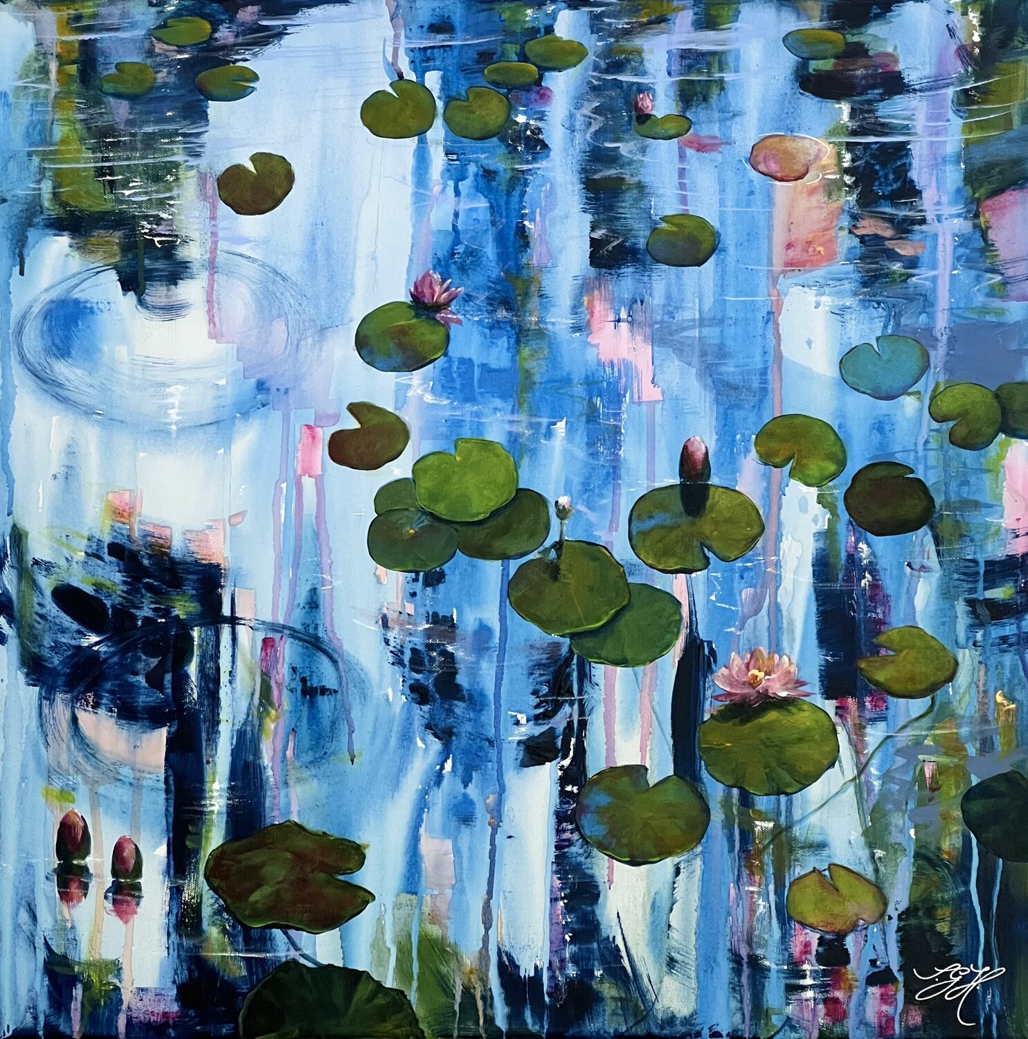 I Love Waterlilies 10 Sandra Gebhardt-Höpfner Originalgemälde zu verkaufen