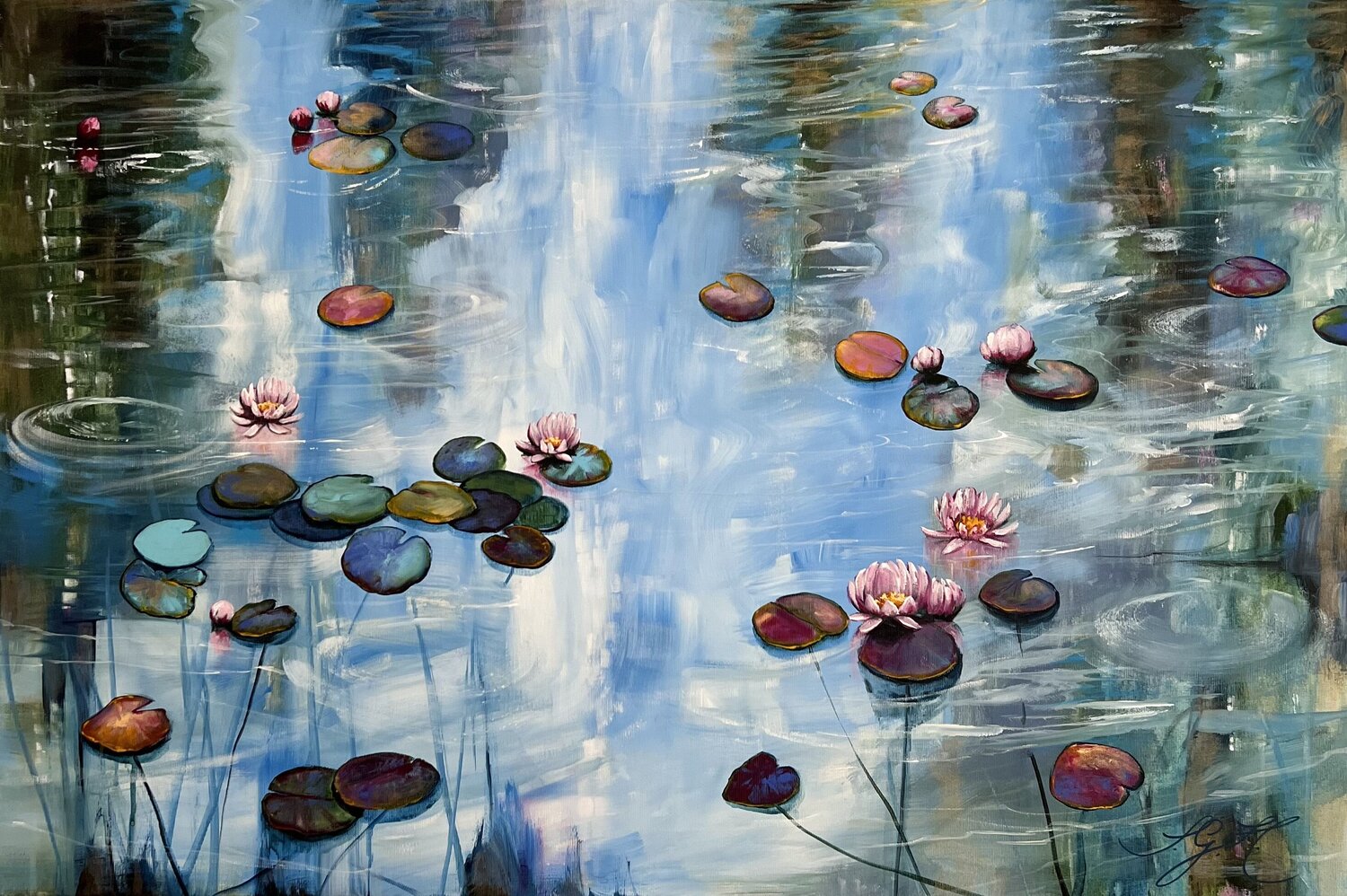 My Love For Water Lilies 3 Sandra Gebhardt-Höpfner Originalgemälde zu verkaufen