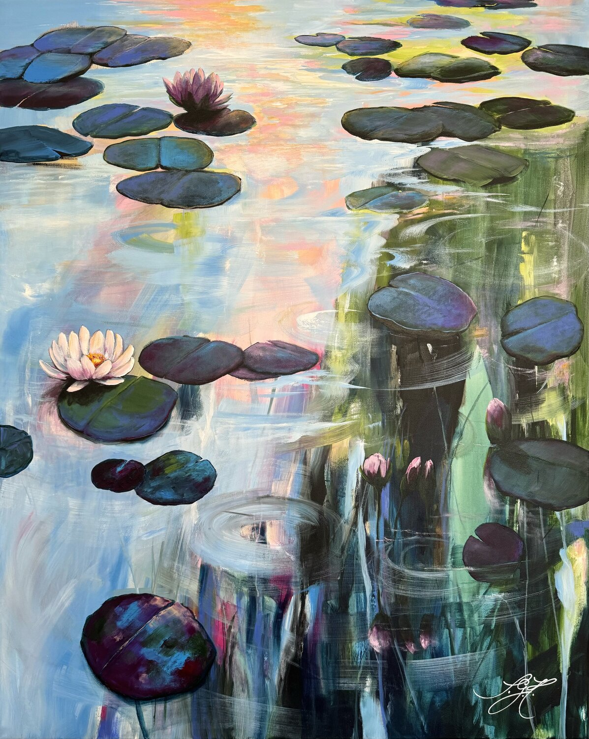 My Love For Water Lilies 5 Sandra Gebhardt-Höpfner Originalgemälde zu verkaufen