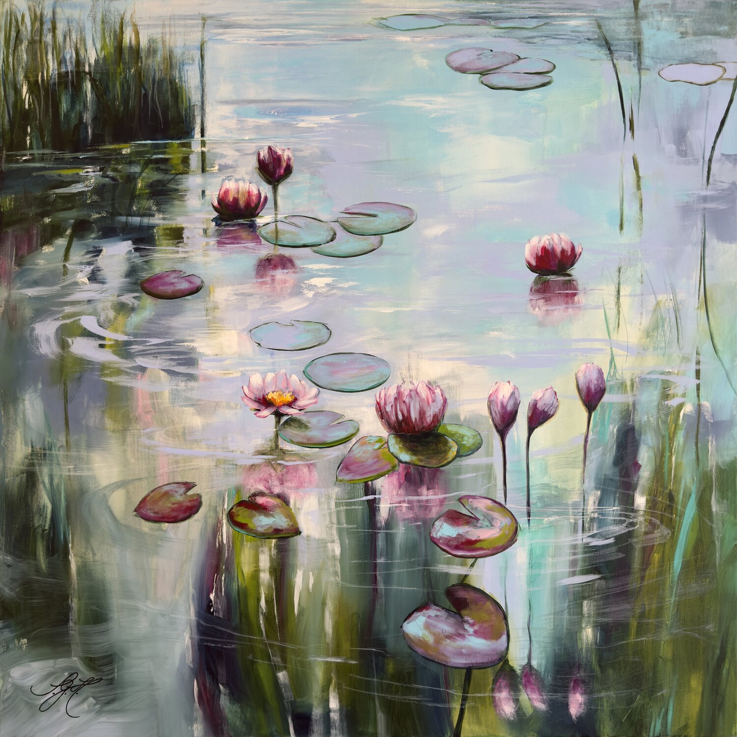 My Love For Water Lilies 9 Sandra Gebhardt-Höpfner Originalgemälde zu verkaufen