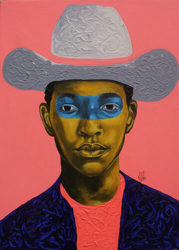 Fluorescent cowboy di Theophilus Tetteh, Pittura in vendita su Singulart
