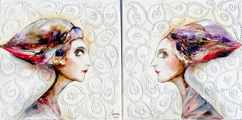 Tête-à-tête  VII by Sniege, Painting for Sale on Singulart
