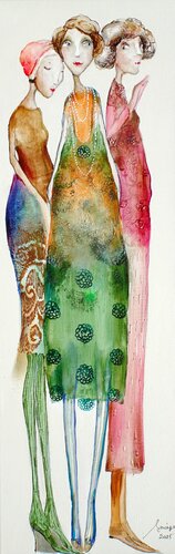 Madame Flora, Hilda et Oda by Sniege, Painting for Sale on Singulart