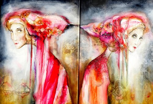 Tête-à-tête  II  ( Dyptique) di Sniege, Pittura in vendita su Singulart