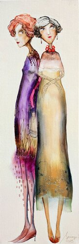 Madames   Geneviève et Santa by Sniege, Painting for Sale on Singulart