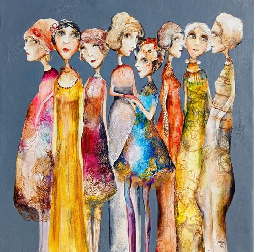 Garden Party lV by Sniege, Painting for Sale on Singulart