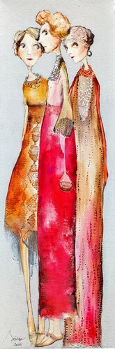 Madame  Santa, Vanessa et Carla by Sniege, Painting for Sale on Singulart