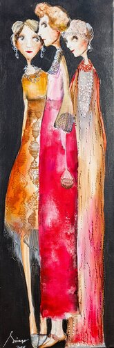 Madame  Santa, Vanessa et Carla by Sniege, Painting for Sale on Singulart