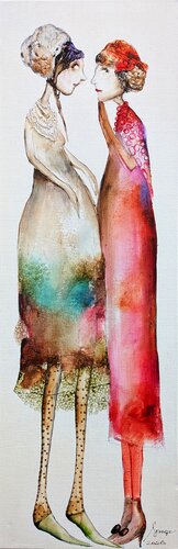 Mesdames   Santa et Lucia par Sniege, Peinture en vente sur Singulart