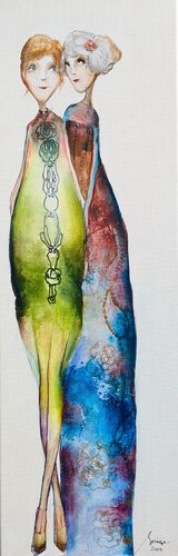 Mesdames  Lisa et  Stéphanie by Sniege, 회화 for Sale on Singulart