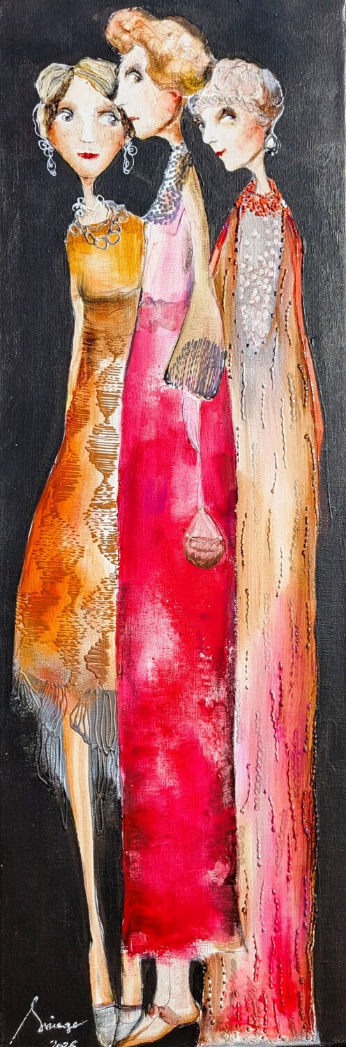 Madame  Santa, Vanessa et Carla Sniege Dipinto originale in vendita
