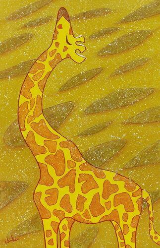 GIRAFFES IN THE SNOW van 千佳子 伊藤, Schilderij te koop op Singulart
