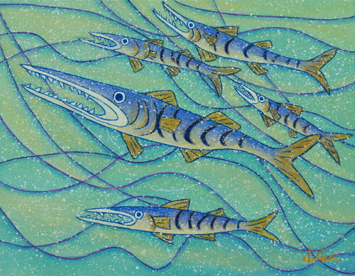 School of Barracuda de 千佳子 伊藤, Pintura a la venta en Singulart