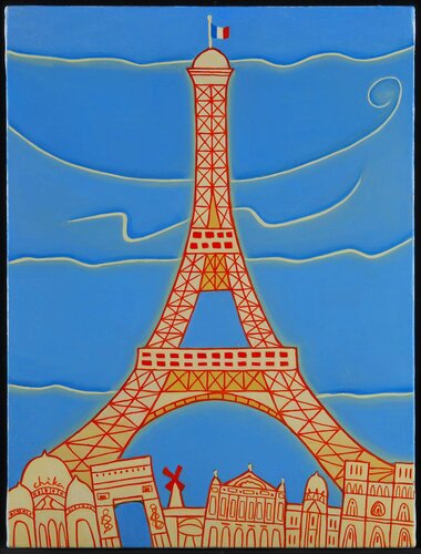 Eiffel Tower in the Blue Sky van 千佳子 伊藤, Schilderij te koop op Singulart