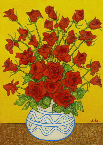 RED ROSE BOUQUET van 千佳子 伊藤, Schilderij te koop op Singulart