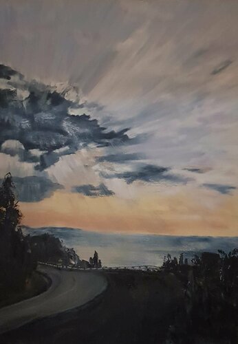 Picture oil sunny sky Picture sky and sea Blue sky Seascape Original marine painting Oil painting van IRINA OLEYNIK, Schilderij te koop op Singulart