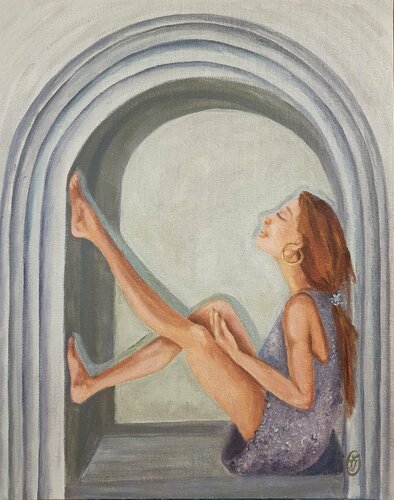 Picture of a dreamy girl, female portrait. van IRINA OLEYNIK, Schilderij te koop op Singulart