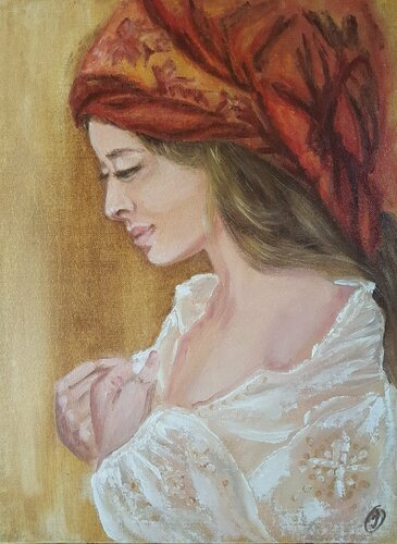 Gentle woman. Woman Portrait. Painting female. Oil painting. van IRINA OLEYNIK, Schilderij te koop op Singulart