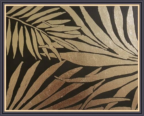 Tropical Leaves, Abstract Painting, Gold Leaf Painting. van IRINA OLEYNIK, Schilderij te koop op Singulart