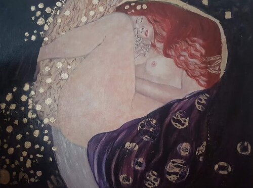 "Danae". Reproduction painting Gustav Klimt by IRINA OLEYNIK, Painting for Sale on Singulart