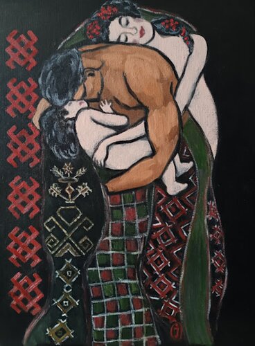 Family painting oil. Painting mother and child. Аmulet picture. van IRINA OLEYNIK, Schilderij te koop op Singulart