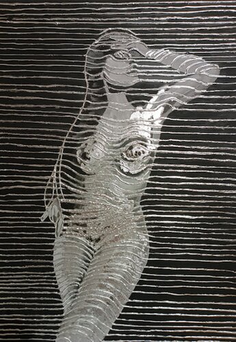 Nude woman, Black and white painting. van IRINA OLEYNIK, Schilderij te koop op Singulart