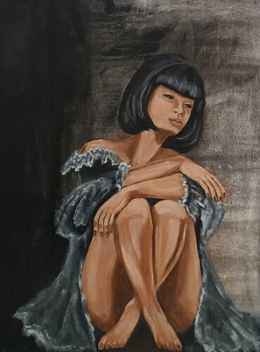 Portrait of a girl, Black and white portrait. Intimacy Artworks. van IRINA OLEYNIK, Schilderij te koop op Singulart