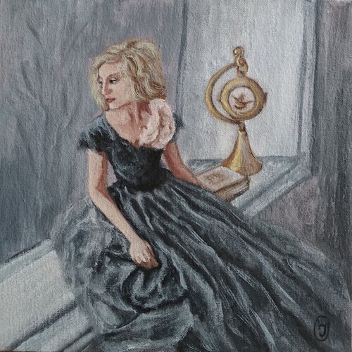 Portrait of a tender woman, romanticism. van IRINA OLEYNIK, Schilderij te koop op Singulart